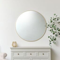 Melody Maison Large Round Gold Mirror 100cm X 100cm in Metallic Gold - Size: 100 cm X 100 cm - thumbnail 2