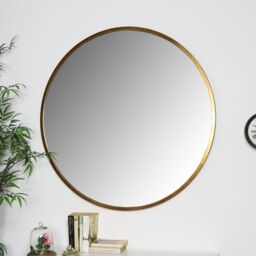 Melody Maison Large Round Gold Mirror 100cm X 100cm in Metallic Gold - Size: 100 cm X 100 cm - thumbnail 5