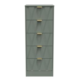 Ready Assembled 2 U Washington 5 Drawer Tall Bedside (Ready Assembled) in Pale Green - thumbnail 1