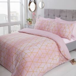 Rapport Home Calvin Polycotton Duvet Cover Set With Pillowcase in Dusty Pink - Size: Single - thumbnail 1