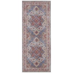 THE RUGS Oriental Anthea Rug - Vintage Medallion Polyester Flatweave 0.5cm in Blue - Size: 80 cm x 150 cm - thumbnail 7