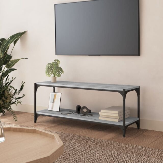 Berkfield Home TV Cabinet Grey Sonoma 100x33x41 cm Engineered Wood & Steel - Size: 100 x 33 x 41 cm - image 1