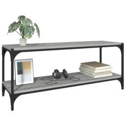 Berkfield Home TV Cabinet Grey Sonoma 100x33x41 cm Engineered Wood & Steel - Size: 100 x 33 x 41 cm - thumbnail 4