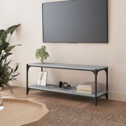 Berkfield Home TV Cabinet Grey Sonoma 100x33x41 cm Engineered Wood & Steel - Size: 100 x 33 x 41 cm