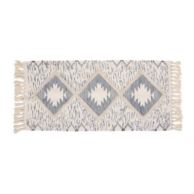 NESTLUNE 130cm Tufted Area Rug Tassel Washable Bedroom Living Room Floor Mat in Beige - Size: 100 cm x 100 cm - image 1