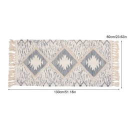 NESTLUNE 130cm Tufted Area Rug Tassel Washable Bedroom Living Room Floor Mat in Beige - Size: 100 cm x 100 cm - thumbnail 2