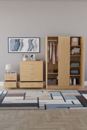 Home Discount Riano 3Pc Bedroom Set - 2 Drawer Bedside, 5 Drawer Chest & Wardrobe in Brown - thumbnail 3