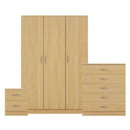 Home Discount Riano 3Pc Bedroom Set - 2 Drawer Bedside, 5 Drawer Chest & Wardrobe in Brown - thumbnail 8
