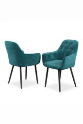 More4Homes Set Of 6 Anika Modern Velvet Dining Chair Padded Seat Metal Legs in Blue - thumbnail 5