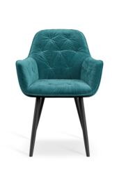 More4Homes Set Of 6 Anika Modern Velvet Dining Chair Padded Seat Metal Legs in Blue - thumbnail 3