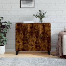Berkfield Home Sideboard Smoked Oak 90x34x80 cm Engineered Wood in Brown - Size: 90 x 34 x 80 cm - thumbnail 1
