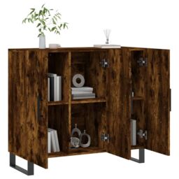 Berkfield Home Sideboard Smoked Oak 90x34x80 cm Engineered Wood in Brown - Size: 90 x 34 x 80 cm - thumbnail 4