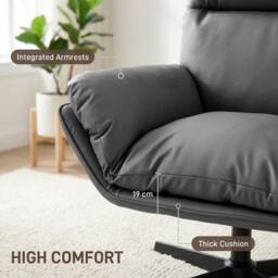 HOMCOM Accent Chair with 360° Swivel in Dark Grey - Size: Armchair - thumbnail 5