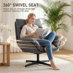 HOMCOM Accent Chair with 360° Swivel in Dark Grey - Size: Armchair - thumbnail 4