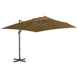 Berkfield Home Outdoor Umbrella with Portable Base Taupe in Beige - thumbnail 2