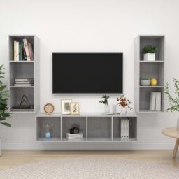 Berkfield Home 3 Piece TV Cabinet Set Concrete Grey Engineered Wood - thumbnail 1