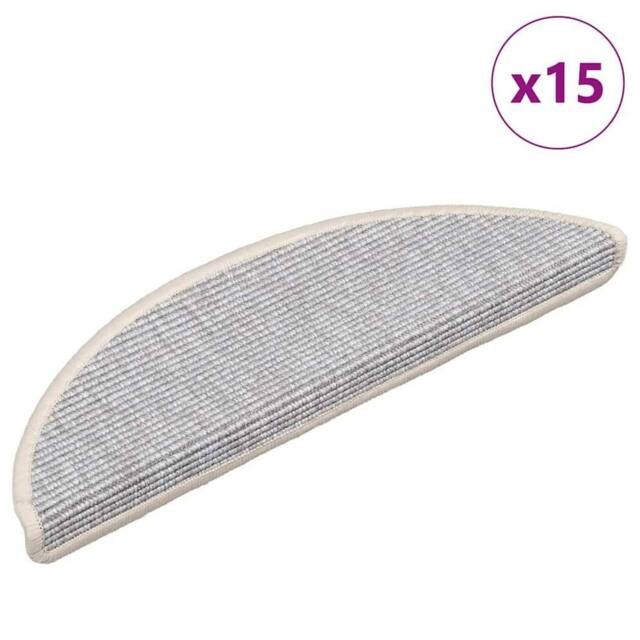 Berkfield Home Stair Mats Self-adhesive 15 pcs 56x17x3 cm Silver - Size: Medium - image 1