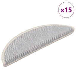 Berkfield Home Stair Mats Self-adhesive 15 pcs 56x17x3 cm Silver - Size: Medium - thumbnail 1