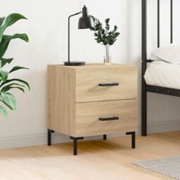 Berkfield Home Bedside Cabinet Sonoma Oak 40x35x47.5 cm Engineered Wood in Brown - thumbnail 1