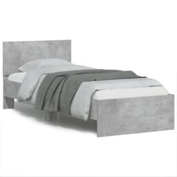 Berkfield Home Bed Frame without Mattress with Headboard Concrete Grey 75x190 cm Small Single - thumbnail 1