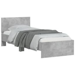 Berkfield Home Bed Frame without Mattress with Headboard Concrete Grey 75x190 cm Small Single - thumbnail 4