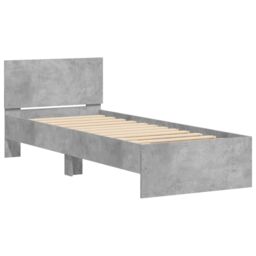 Berkfield Home Bed Frame without Mattress with Headboard Concrete Grey 75x190 cm Small Single - thumbnail 3
