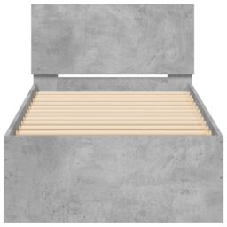 Berkfield Home Bed Frame without Mattress with Headboard Concrete Grey 75x190 cm Small Single - thumbnail 5