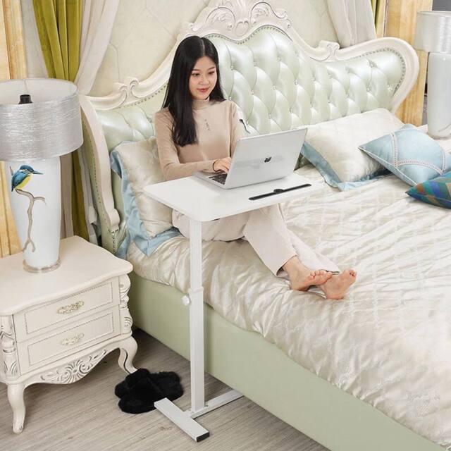 Havendro White Adjustable Height Overbed Dining Tray Table - image 1