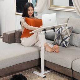 Havendro White Adjustable Height Overbed Dining Tray Table - thumbnail 4