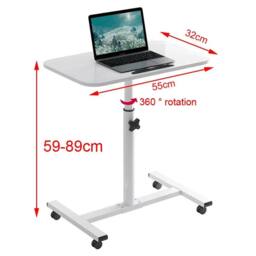 Havendro White Adjustable Height Overbed Dining Tray Table - thumbnail 2