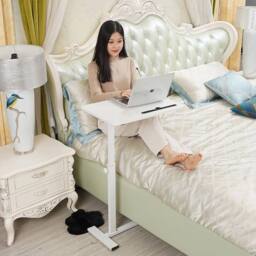 Havendro White Adjustable Height Overbed Dining Tray Table