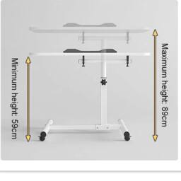 Havendro White Adjustable Height Overbed Dining Tray Table - thumbnail 3