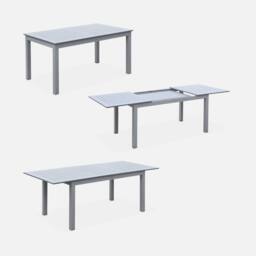 sweeek 6-seater Extendable Aluminium Garden Table With Chairs in Grey - thumbnail 4
