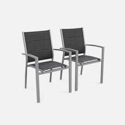 sweeek 6-seater Extendable Aluminium Garden Table With Chairs in Grey - thumbnail 6