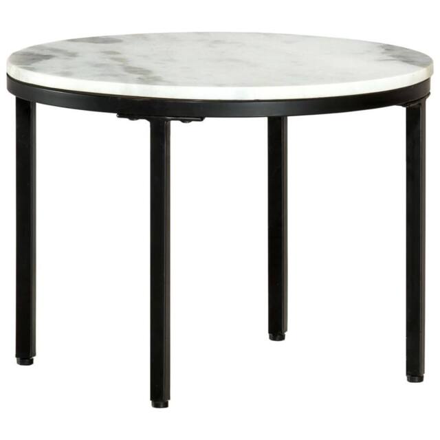 Berkfield Home Coffee Table White & Black Ã˜50 cm Real Solid Marble - image 1