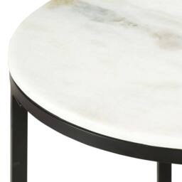 Berkfield Home Coffee Table White & Black Ã˜50 cm Real Solid Marble - thumbnail 2