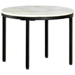 Berkfield Home Coffee Table White & Black Ã˜50 cm Real Solid Marble - thumbnail 5