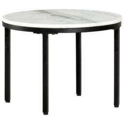 Berkfield Home Coffee Table White & Black Ã˜50 cm Real Solid Marble - thumbnail 6