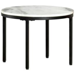 Berkfield Home Coffee Table White & Black Ã˜50 cm Real Solid Marble - thumbnail 1