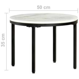 Berkfield Home Coffee Table White & Black Ã˜50 cm Real Solid Marble - thumbnail 4