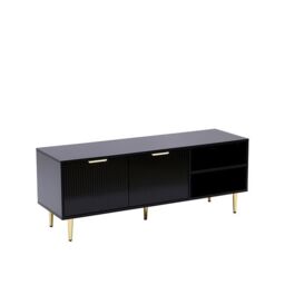 Moderna TV Stand Cabinet Fluted Black Gloss 130cm - thumbnail 2