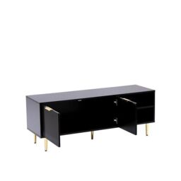 Moderna TV Stand Cabinet Fluted Black Gloss 130cm - thumbnail 3