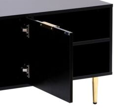 Moderna TV Stand Cabinet Fluted Black Gloss 130cm - thumbnail 6