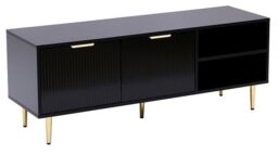 Moderna TV Stand Cabinet Fluted Black Gloss 130cm - thumbnail 4