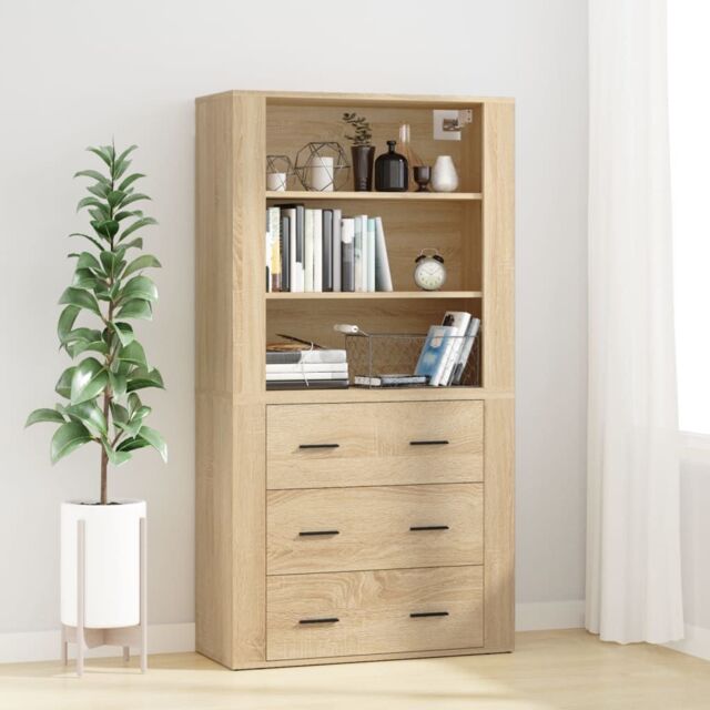 Berkfield Home Highboard Sonoma Oak Engineered Wood in Brown - image 1