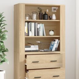 Berkfield Home Highboard Sonoma Oak Engineered Wood in Brown - thumbnail 4