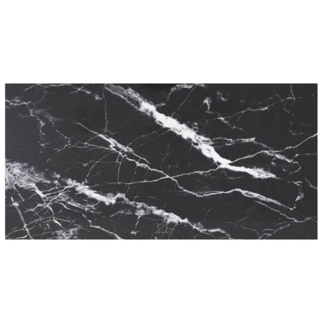 Berkfield Home Table Top Black 100x50 cm 6mm Tempered Glass with Marble Design - image 1