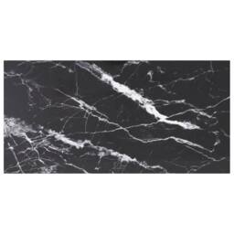 Berkfield Home Table Top Black 100x50 cm 6mm Tempered Glass with Marble Design