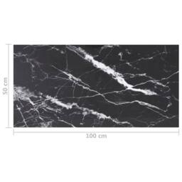 Berkfield Home Table Top Black 100x50 cm 6mm Tempered Glass with Marble Design - thumbnail 6