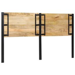 Berkfield Home Headboard 180 cm Solid Wood Mango & Iron in Brown - thumbnail 5